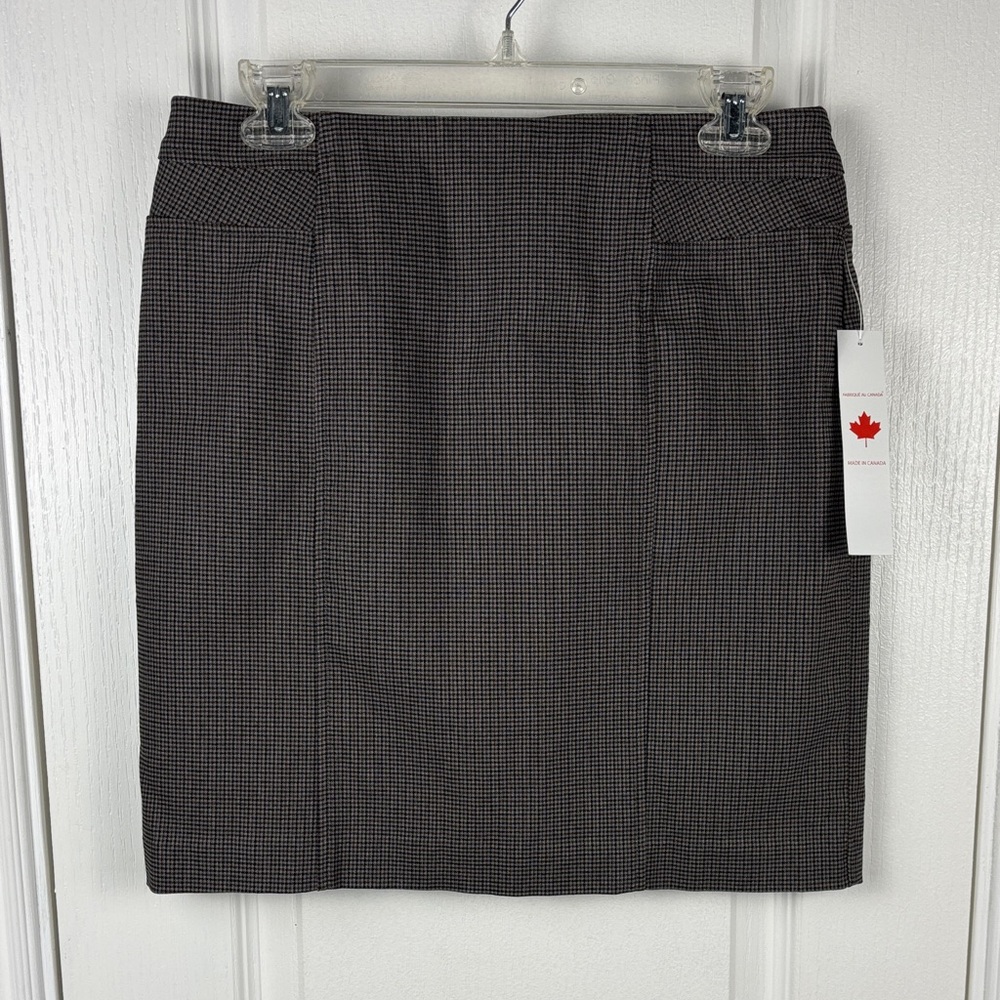 Tribal‎ Women's Black/Brown/Gray Check Pullup Stretch Mini Skirt size 8P NWT